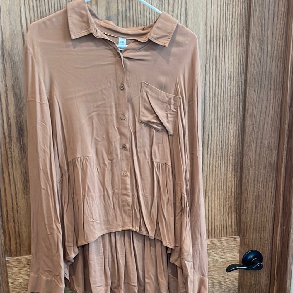 BP: Women's Tan Button-Up Top